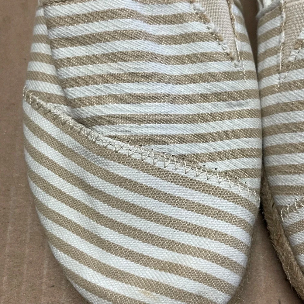 Nautica Women's Sz 8/38 Rudder Tan Striped‎ Canvas Espadrille Slip On Boat Shoes